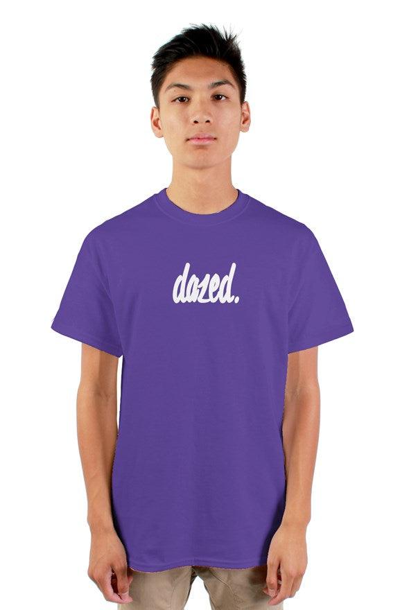 White "dazed." Staple Logo | White | Purple Gildan Mens T Shirt | Dazed Empire