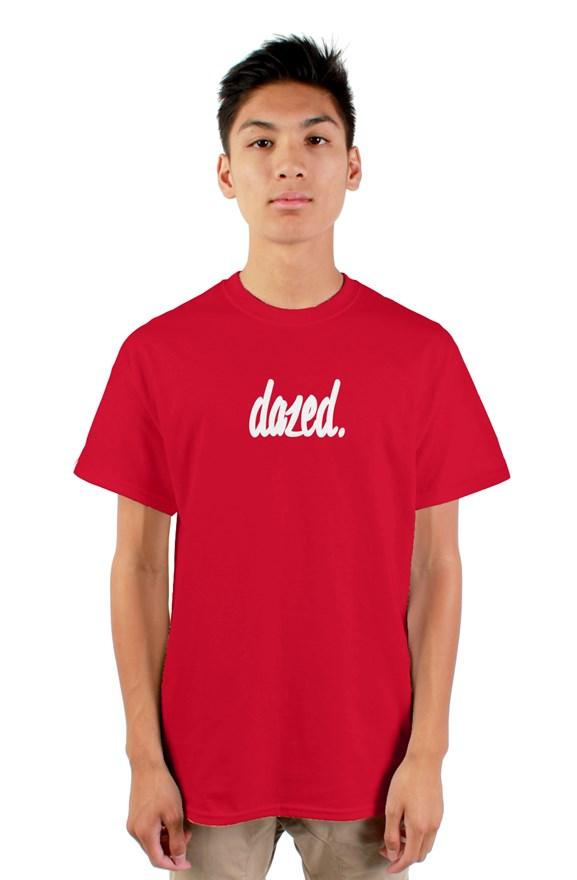 White "dazed." Staple Logo | White | Red Gildan Mens T Shirt | Dazed Empire