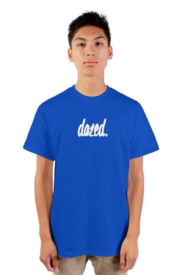 White "dazed." Staple Logo | White | Blue Gildan Mens T Shirt | Dazed Empire