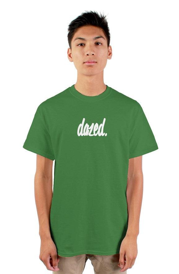 White "dazed." Staple Logo | White | Green Gildan Mens T Shirt | Dazed Empire
