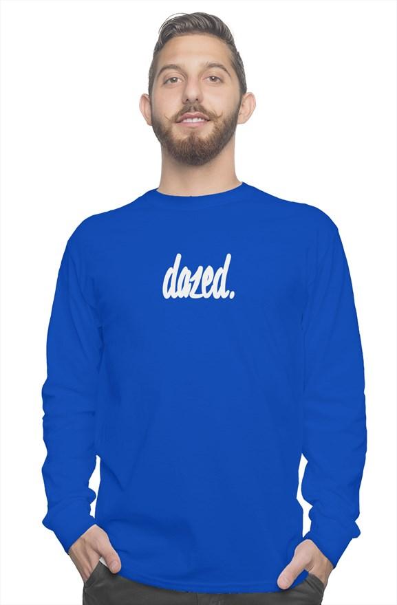 White "dazed." Staple Logo | Gildan Long Sleeve T Shirt | Dazed Empire 