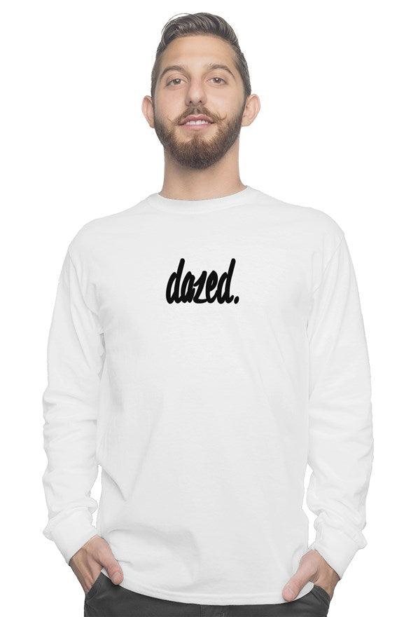 White "dazed." Staple Logo | Gildan Long Sleeve T Shirt | Dazed Empire