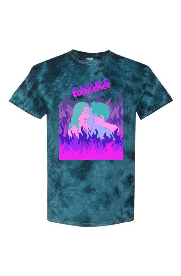 " Alone Together " Design Graphic Navy Crystal Tie-Dye Tee | Dazed Empire